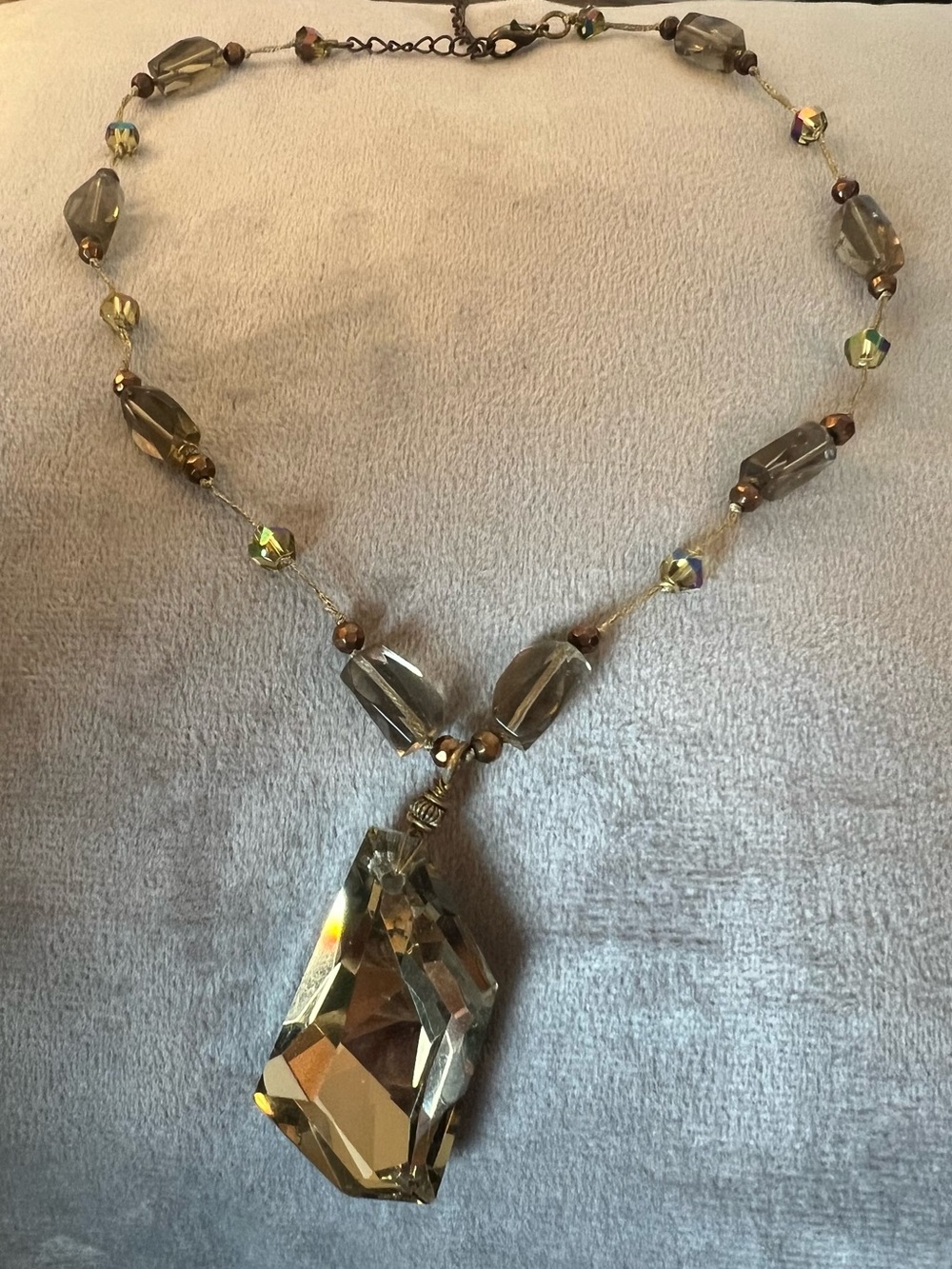 Elegant Smoky Crystal Pendant Necklace - Women Jewelry
